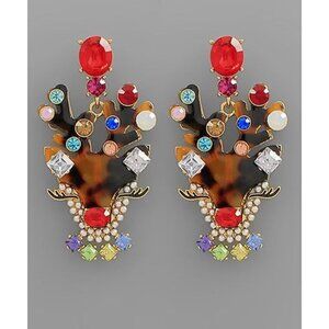 Pave Crystal Reindeer Earrings